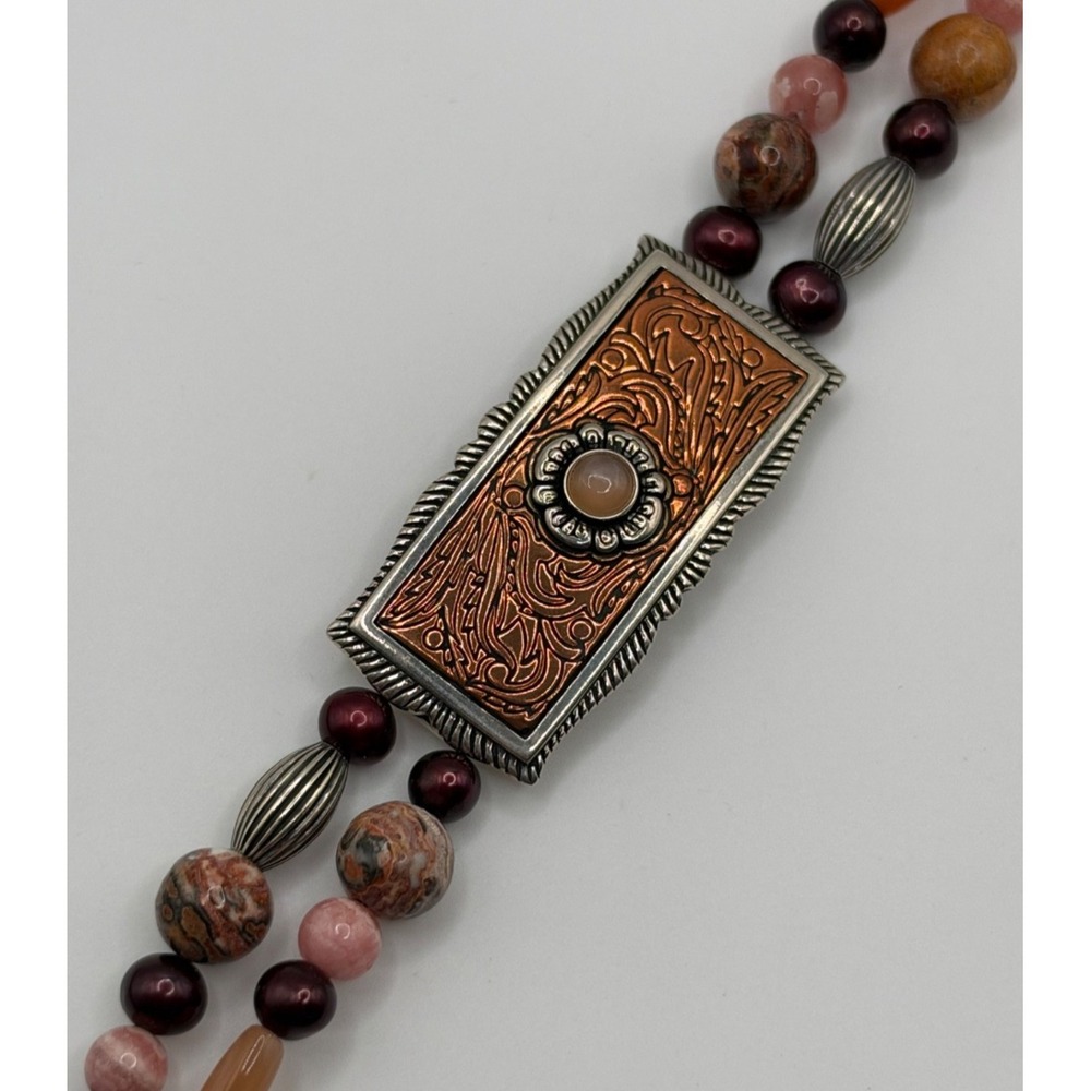 Carolyn Pollack Sterling Silver and Copper Beaded Bracelet